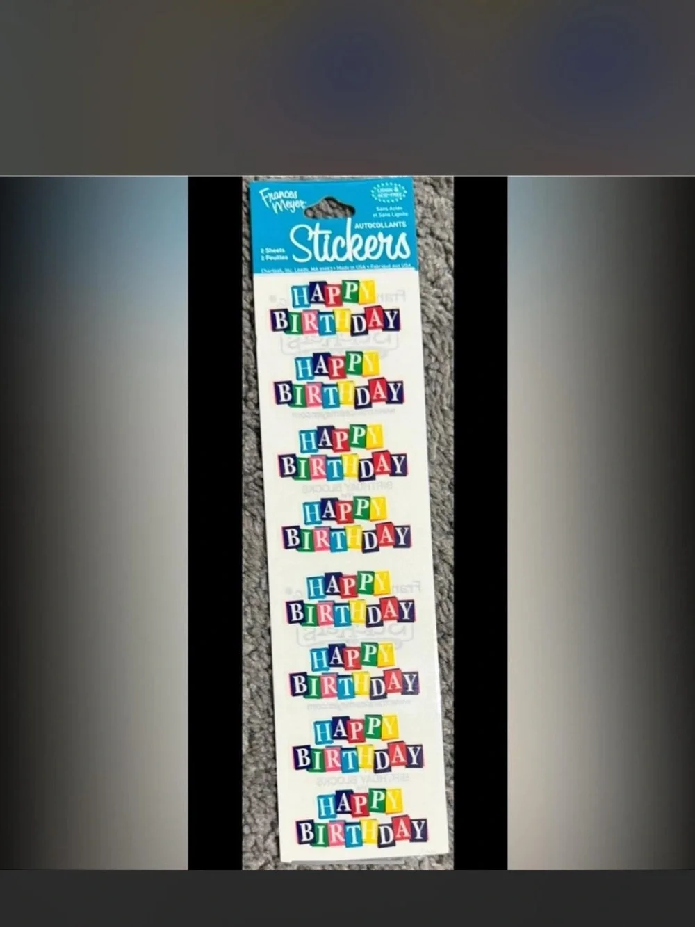 $2 Happy Birthday Balloon Sticker Sheets $2 WITH ANY $10 ORDER OR MORE